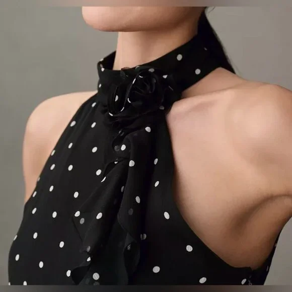 Maeve Halter Rosette Mini Dress Size S - Picture 3 of 5